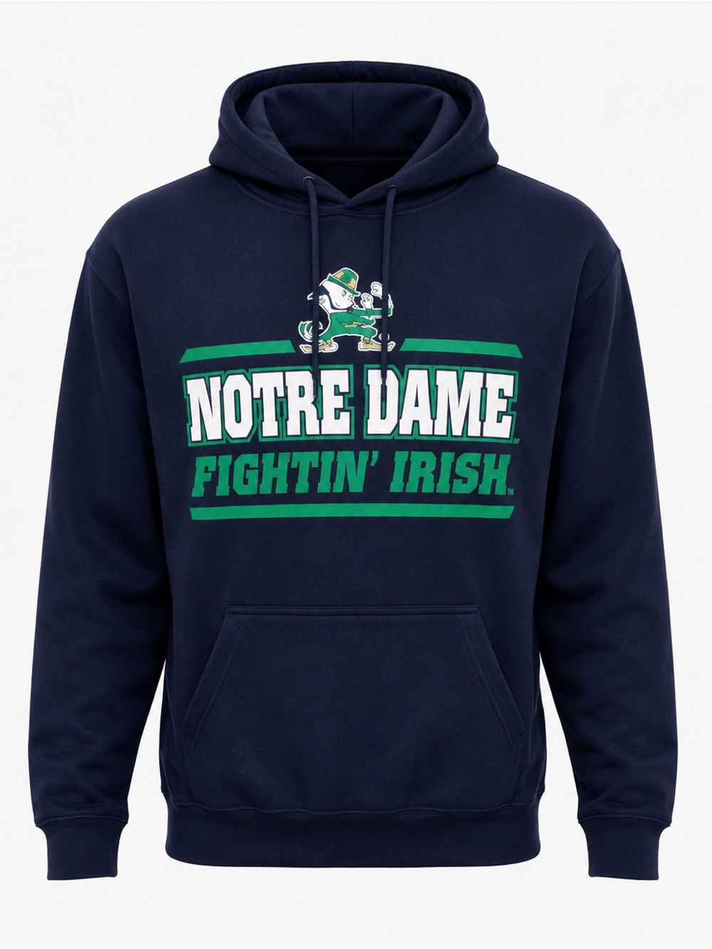 Notre Dame Fighting Irish Hoodie Navy Green Graphic Pullover Men’s Medium